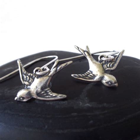 Silver Bird Earrings - Etsy