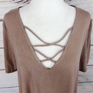Topshop Tops Topshop Nude Cross Neck Oversized Tee M Poshmark