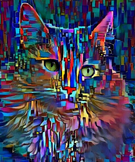 Dessa Cat Digitale Kunst Von L Roche Artmajeur Peinture De Chat