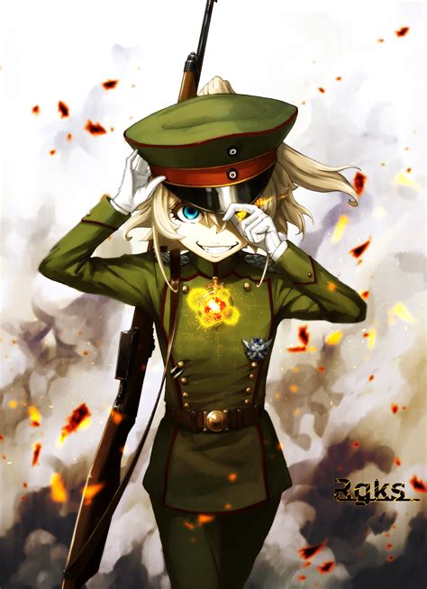 Fond d écran pistolet Tanya Degurechaff uniforme Youjo Senki