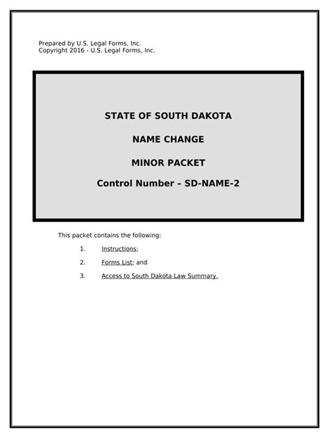 South Dakota Name Change Instructions And Forms Package For A Minor