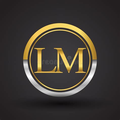 Lm Letter Logo In A Circle Gold And Silver Colored Vector Design