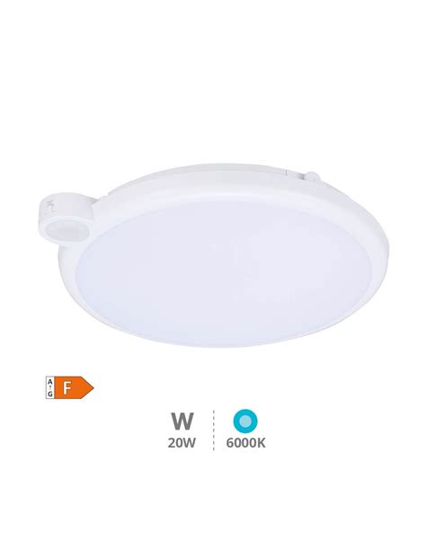 PLAFÓN TECHO LED KAMINA CON SENSOR MOVIMIENTO Y CREPUSCULAR 20W 6000K