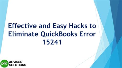 PPT The Most Useful Methods To Fix QuickBooks Error 15241 PowerPoint