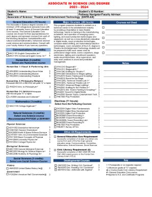 Fillable Online Associate Of Science Degreeacademic Calendar Fax Email