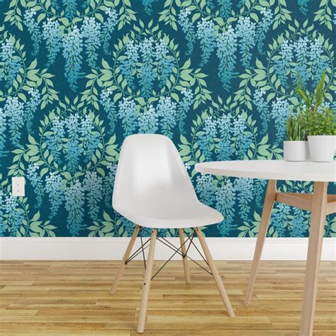 Pre Pasted Wallpaper 2FT Wide Art Deco Floral Garden Botanical