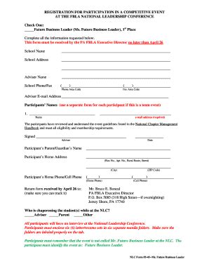 Fillable Online Pafbla Future Business Leader Ms Fax Email Print