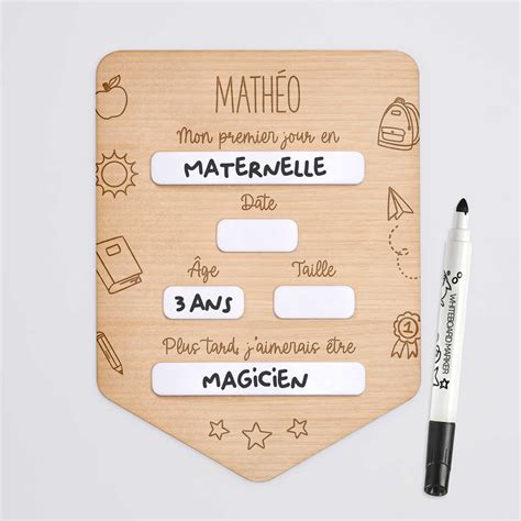 Pancarte rentrée scolaire bois gravé 15x20 cm personnalisée HappyBulle