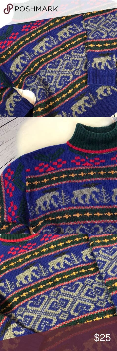 •vintage• Eddie Bauer Wool Fair Isle Sweater Sz L Fair Isle Sweater Vintage Sweaters Fair Isle