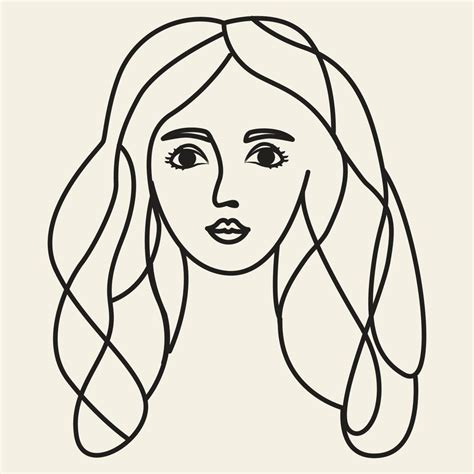 Woman Face Continuous Line Drawing Abstract Minimal Woman Portrait