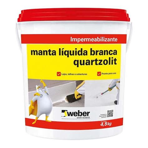 Impermeabilizante Manta Líquida 4 5Kg Branca Quartzolit no Shoptime