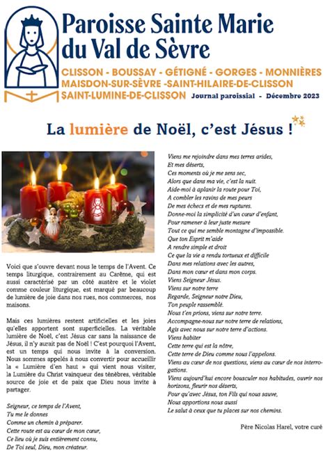 Journal D Cembre Paroisse Sainte Marie Du Val De S Vre