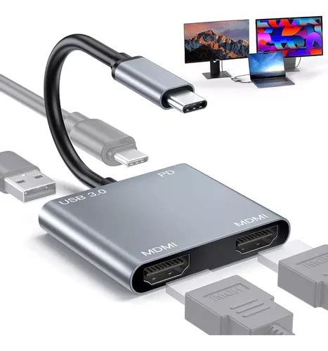 Adaptador Usb C A Dual Hdmi 4 En 1 De Extensión Hd 4k 60hz Mercadolibre