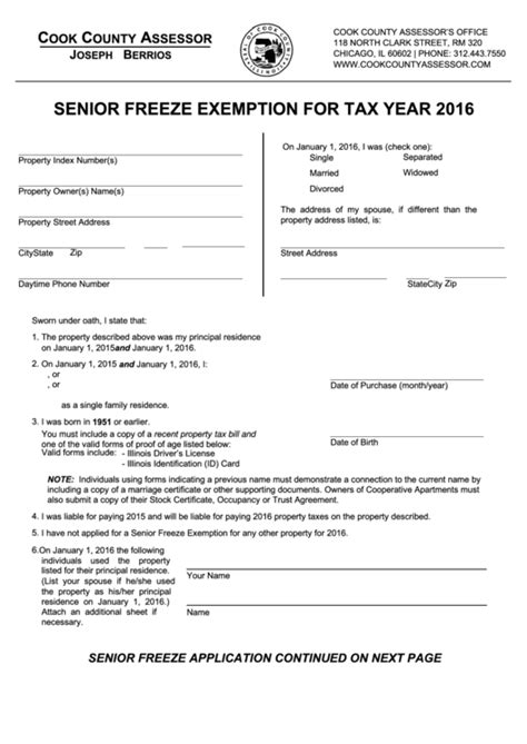 Form Ptax 340 Senior Citizens Assessment Freeze Homestead Exemption