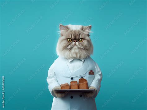 An Anthropomorphic Cat Dressed As A Chef With A Hyper Realistic Hat