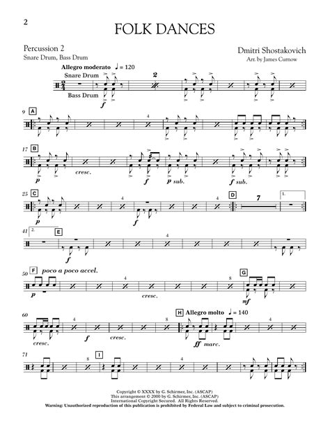 Folk Dances Arr James Curnow Percussion 2 By Dmitri Shostakovich
