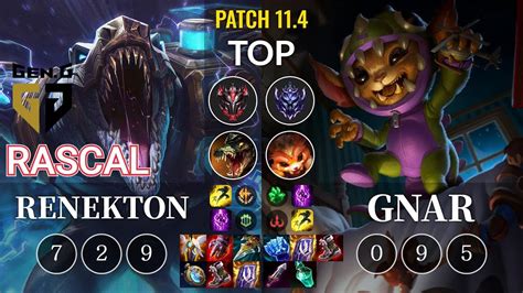 GEN Rascal Renekton Vs Gnar Top KR Patch 11 4 YouTube