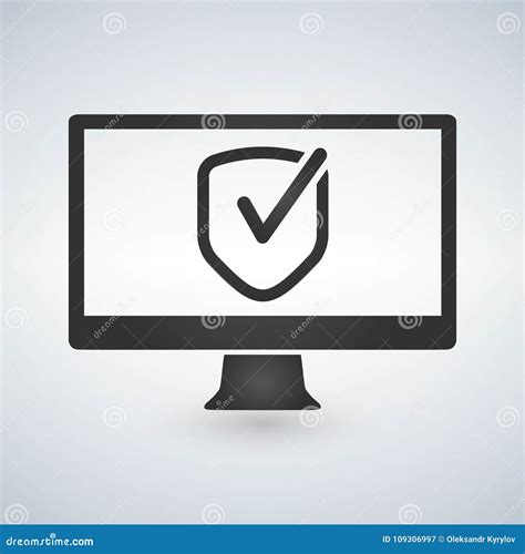 Computer Approve Checkmark In The Shield Icon Illustration Stock