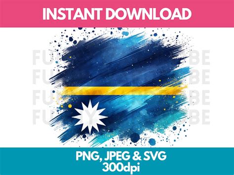 Nauru Flag Watercolor Effect Png Svg Digital Clipart Clip Art