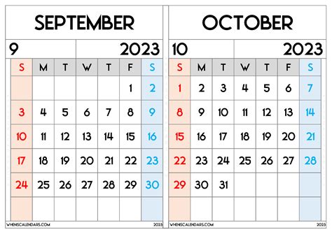 September October 2023 Calendar Free Printable So2309