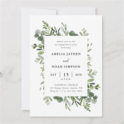 Greenery Engagement Party Invitation Wedding Saving Wedding