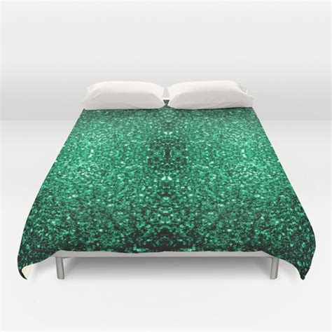 Beautiful Emerald Green Glitter Sparkles Duvet Cover By Pldesign