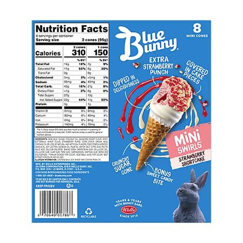 Blue Bunny Mini Swirls Strawberry Shortcake Cones Frozen Dessert For