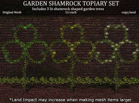 Second Life Marketplace Love Shamrock Topiary Set