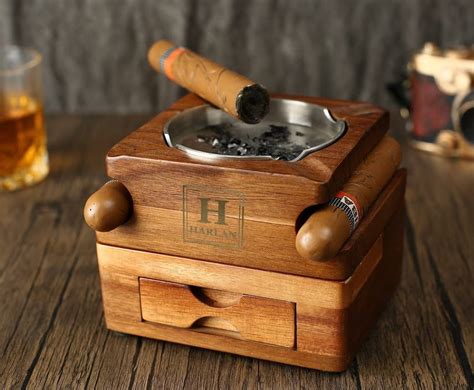 Personalized Groomsmen T Cigar Ashtray Coaster With Whiskey Glass Jjleatherhouse