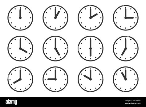 Set Of Watches With Different Times Clock Icon Isolated Vector