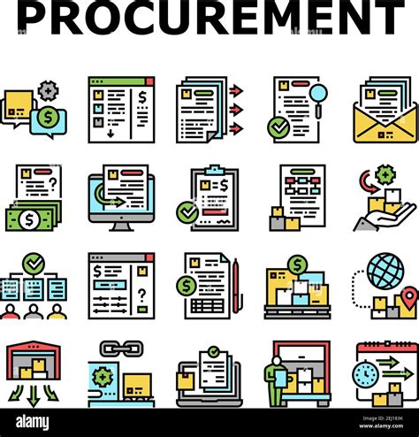 Procurement Process Collection Icons Set Vector Stock Vector Image