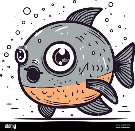 Funny Cartoon Fish Vector Illustration Of A Cute Cartoon Fish Stock