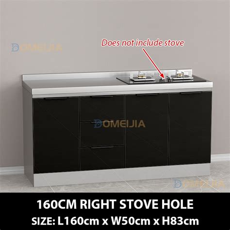 Stainless Steel Household Kitchen Black Stove Cabinet Meja Sinki