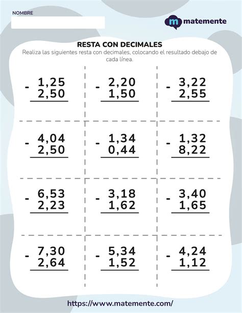 Suma Y Resta De Decimales Ejercicios Para Imprimir Sexto Grado Sexiz Pix