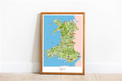 Print Map Cymru Map of Wales Print - Etsy UK