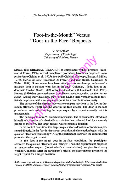 (PDF) “Foot-in-the-Mouth” Versus “Door-in-the-Face” Requests