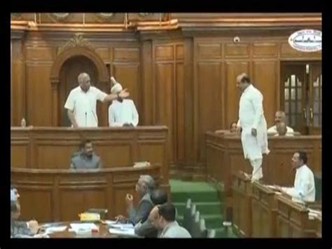 Delhi Assembly Bjp Mla Vijender Gupta Climbs On Bench Alleging Not