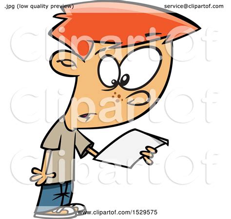 Clipart of a Cartoon Boy Reading a Script - Royalty Free Vector Illustration by toonaday #1529575