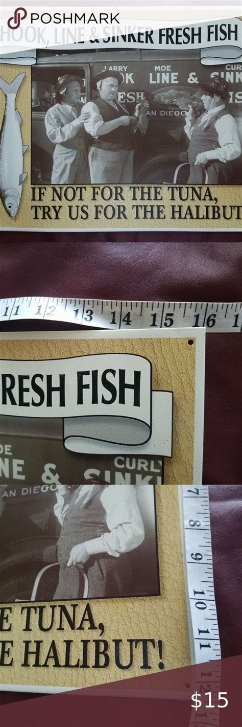 1996 Vintage Style Metal Sign The Three Stooges 16x13 Fresh Fish Tin