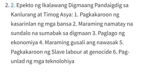 Positibo At Negatibong Epekto Ng Ikalawang Digmaang Pandaigdig Sa Timog