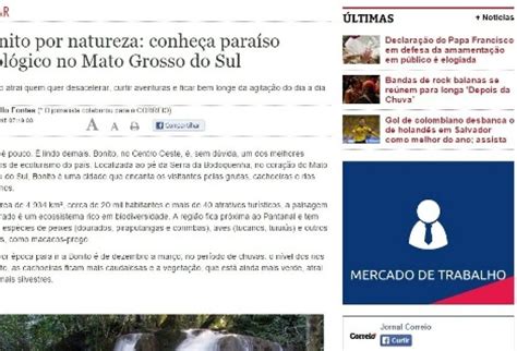 Jornal Correio Da Bahia Destaca As Belezas Naturais De Bonito Bonito