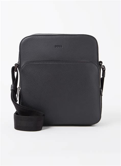 Hugo Boss Crosstown Crossbodytas Van Leer • Zwart • De Bijenkorf