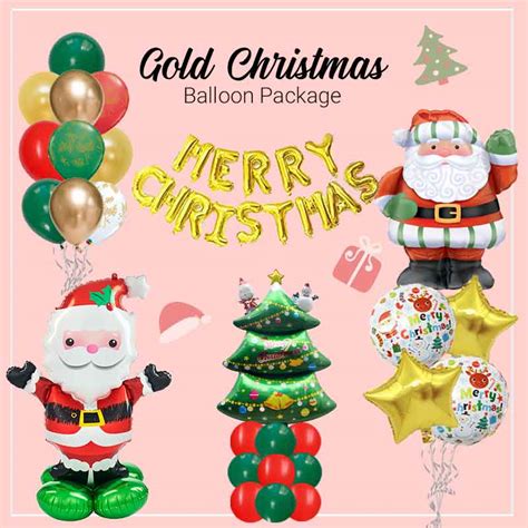 Gold Christmas Balloon Package Helium Balloons