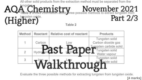 Aqa Gcse Chemistry Past Paper Walkthrough Higher 2021 Part 23 Youtube