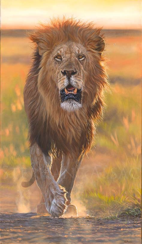 peinture huile realiste roi lion artiste animaux afrique Stéphane Alsac