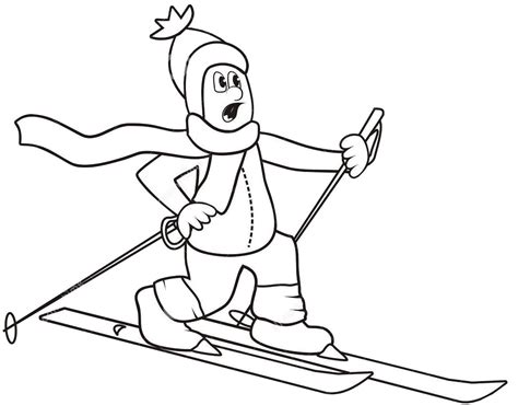 Coloriage skieur à imprimer