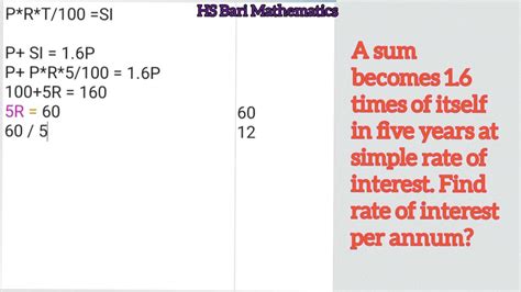 A Sum Becomes Times Of Itself In Five Years At Simple Rate Of