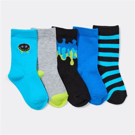 Brilliant Basics Kids Crew Socks 5 Pack Blue And Black Big W