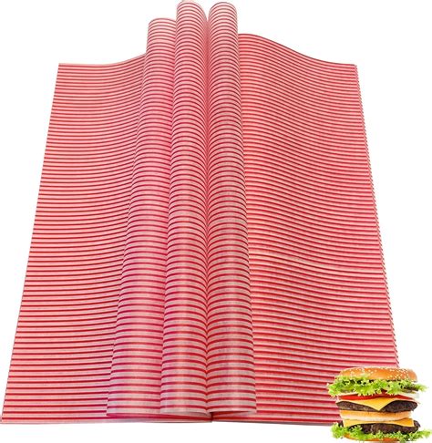 Suiwen 150pcs Red And White Striped Wax Paper Sheets Sandwich Wrapping Paper