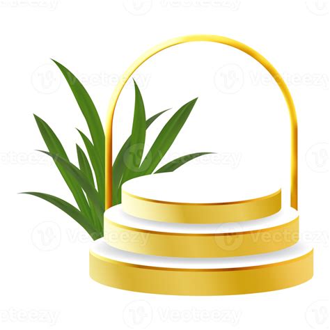 White And Gold D Podium With Tropical Leaf And Golden Arch Perfect For